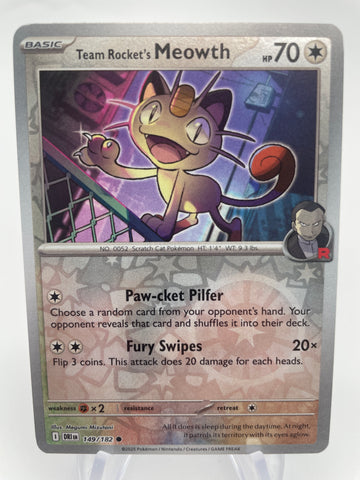 Team Rocket's Meowth 149/182 Reverse Holo RH