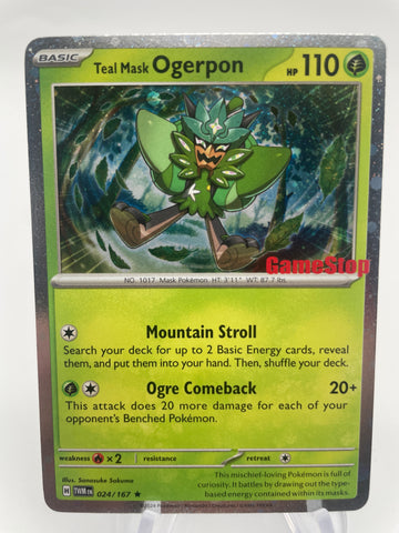 Teal Mask Ogerpon TWMen 024/167 Holo with Gamestop Stamp