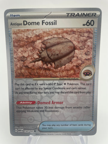 Antique Dome Fossil MEWen 152/165 RH Reverse Holo