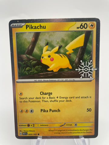 Pikachu MEWen 025/165 Holo Snowflake Stamp